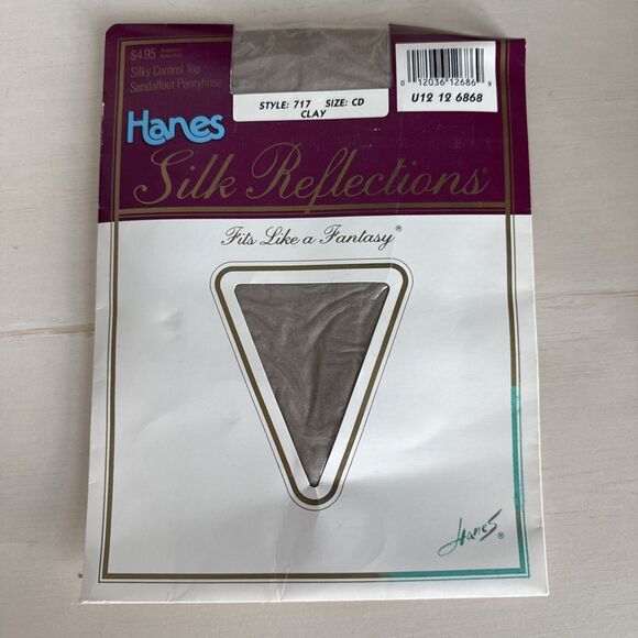 VTG Hanes Silk Reflections‎ Pantyhose Style 717 Size CD Clay Silky Sheer Contol - Picture 1 of 5